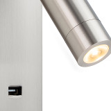 Firstlight Clifton LED Wall Spotlight 3W with USB Port and On/Off Switch Warm White Brushed Steel 2