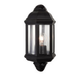 Firstlight Park Anti-Corrosion Style Half Lantern PIR Sensor in Black and Clear Glass 1