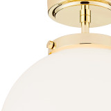 Spa Porto Single Globe Semi-Flush Ceiling Light Opal and Brass Image 2
