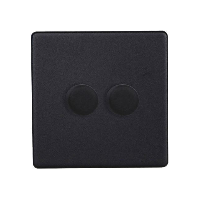 Varilight Urban Screwless LED V-Pro 2 Gang Rotary Dimmer Switch Matt Black Main Image