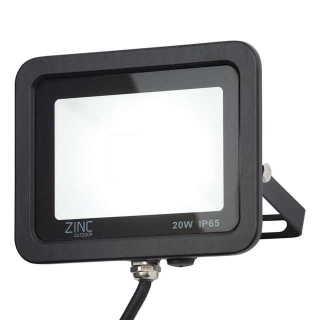 Zink OTLEY LED Slimline Floodlight 20W Daylight 180° Black Main Image