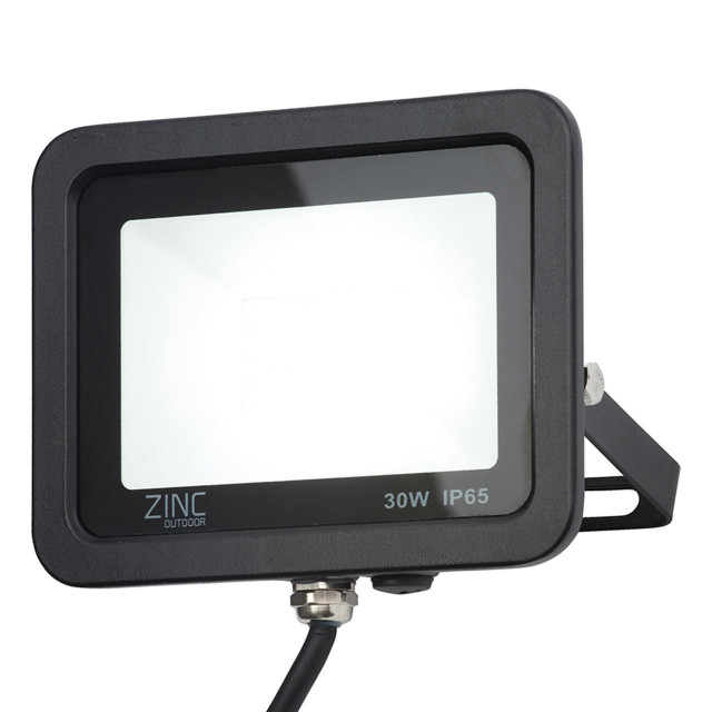 Zink OTLEY LED Slimline Floodlight 30W Daylight 180° Black Main Image