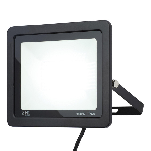 Zink OTLEY LED Slimline Floodlight 100W Daylight 180° Black Main Image