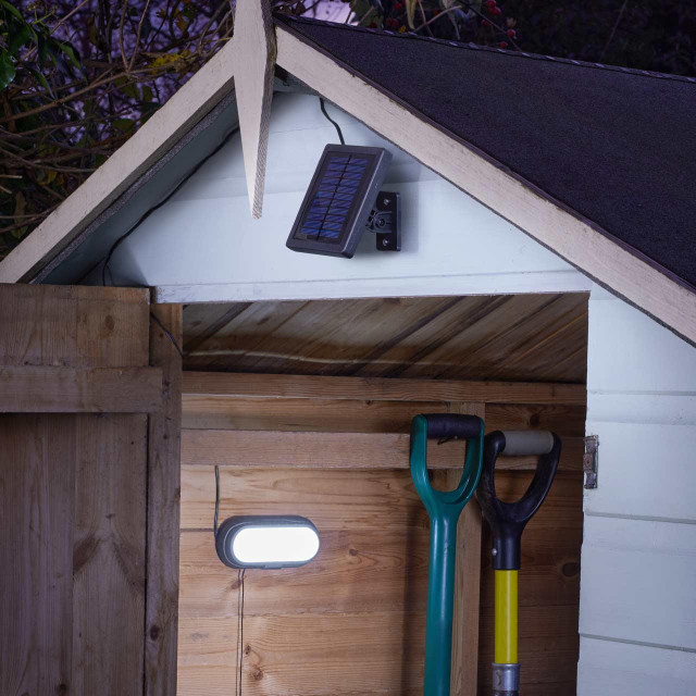 SuperBright LED Solar Shed Light Cool White Black Main Image