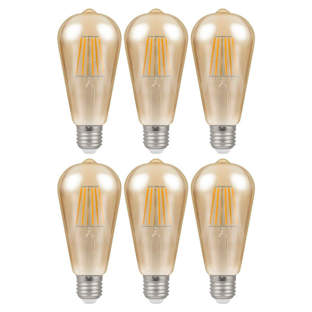 Crompton LED Squirrel Cage ST64 7.5W E27 Dim Filament (6 Pack) Extra Warm White Antique Bronze Main