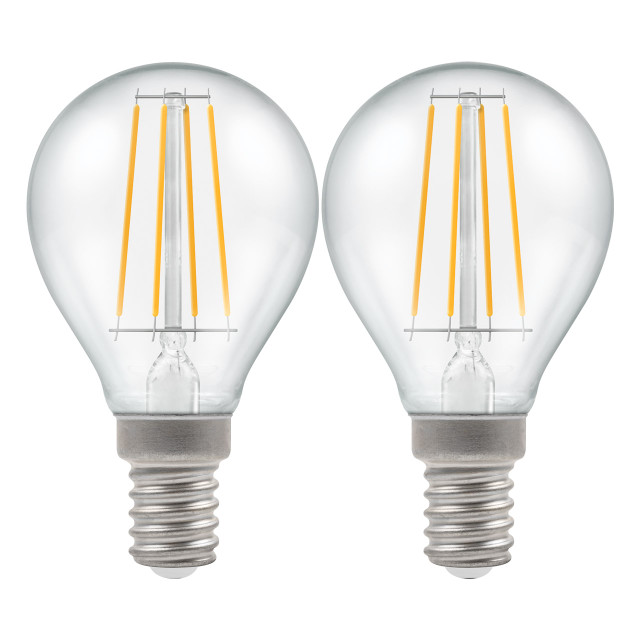 Crompton Lamps LED Golfball 5W E14 Dimmable Filament (2 Pack) Warm White Clear (40W Eqv) 1
