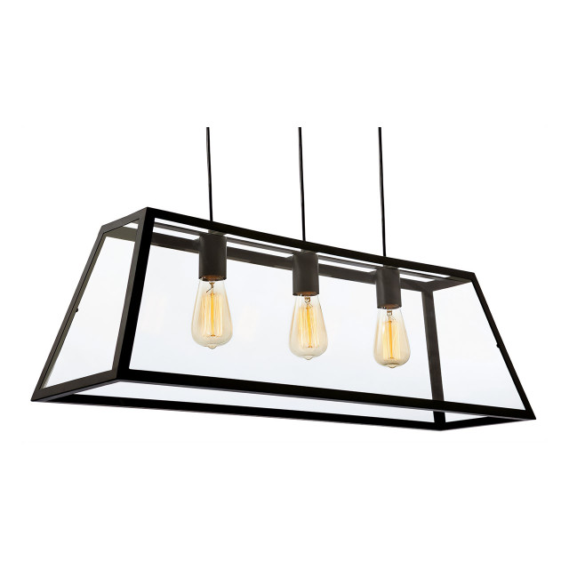 Firstlight Kew Minimalistic Style 3-Light Pendant Light Clear Glass and Black 1