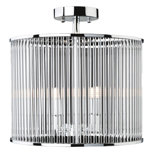 Firstlight Rialto Art Deco Style 4-Light Round Semi-Flush Ceiling Light in Chrome and Clear Glass 1