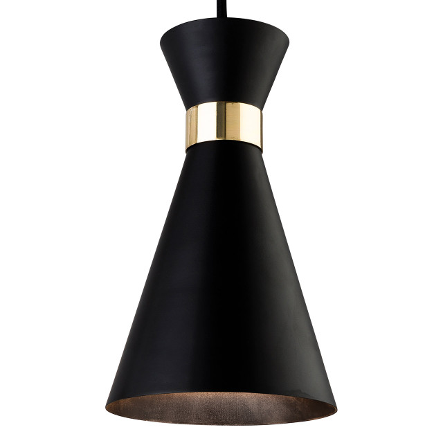 Firstlight Ohio Retro Style Compact Pendant Light Black and Brass 1