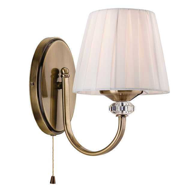 Firstlight Langham Traditional Style Wall Light with On/Off Pull Cord Antique Brass and Cream Shade 1