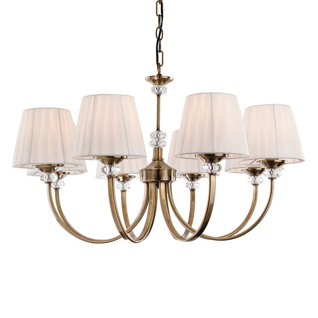 Firstlight Langham Traditional Style 8-Light Pendant Light Antique Brass and Cream Shades 1