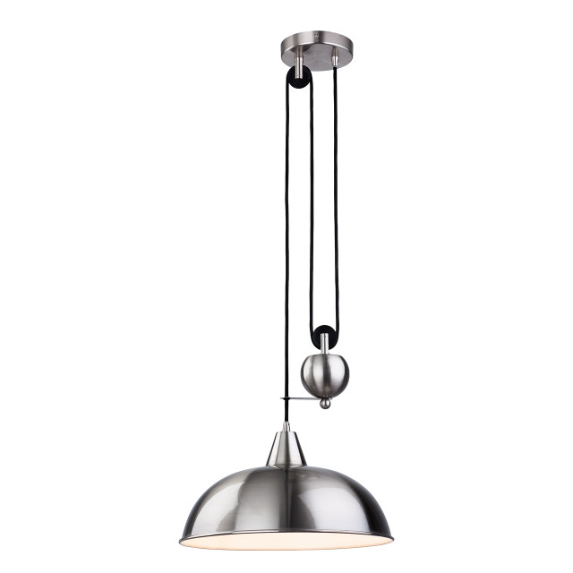 Firstlight Century Modern Style Rise and Fall Pendant Light Brushed Steel 1