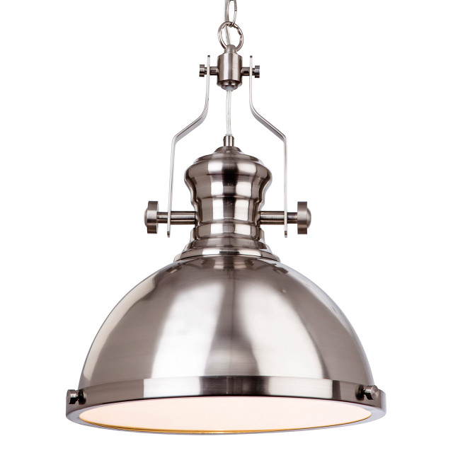 Firstlight Albion Retro Style 32cm Pendant Light Brushed Steel 1