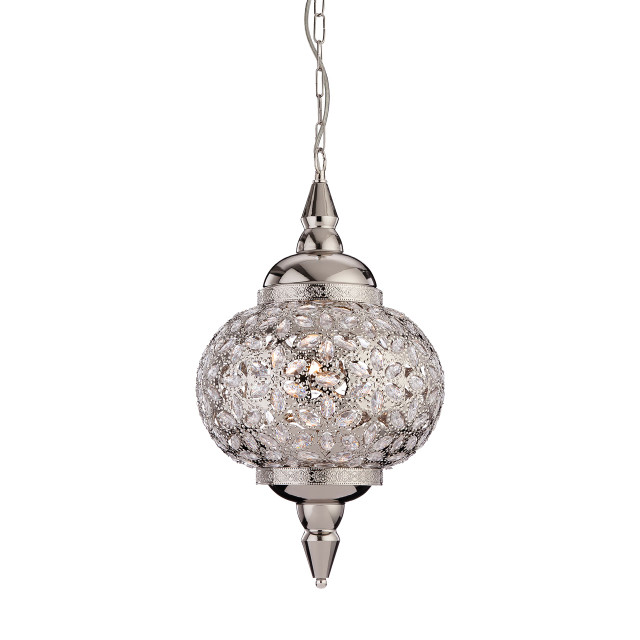 Firstlight Taj Middle-Eastern Style 29cm Pendant Light in Chrome and Clear Acrylic Glass 1
