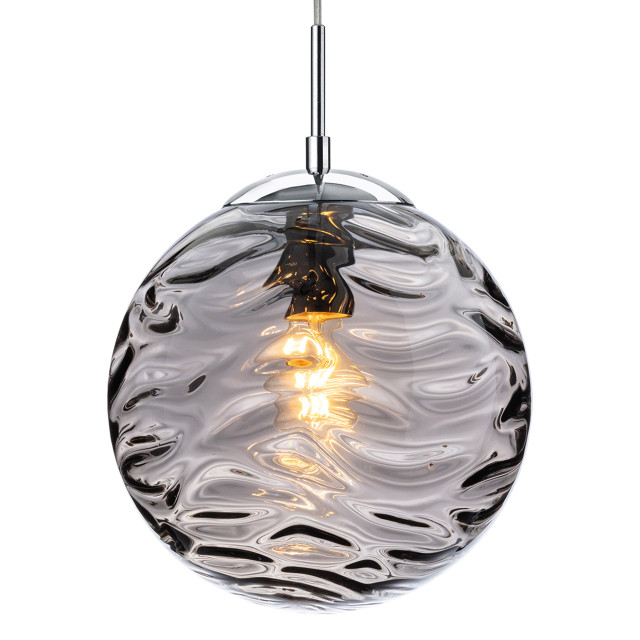 Firstlight Mercury Decorative-Wave Style 25cm Pendant Light in Chrome and Smoked Glass 1