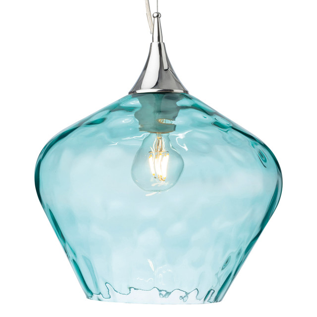 Firstlight Titan Decorative-Wave Style 30cm Pendant Light in Chrome and Aqua Glass 1