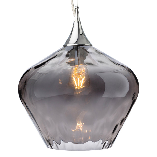 Firstlight Titan Decorative-Wave Style 30cm Pendant Light in Chrome and Smoked Glass 1