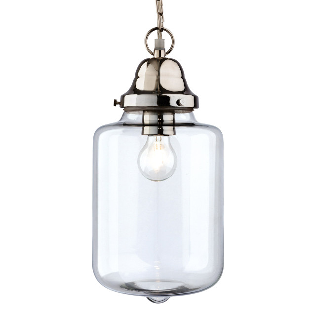 Firstlight Craft Elegant Style Jar-Shaped Pendant Light in Chrome and Clear Glass 1