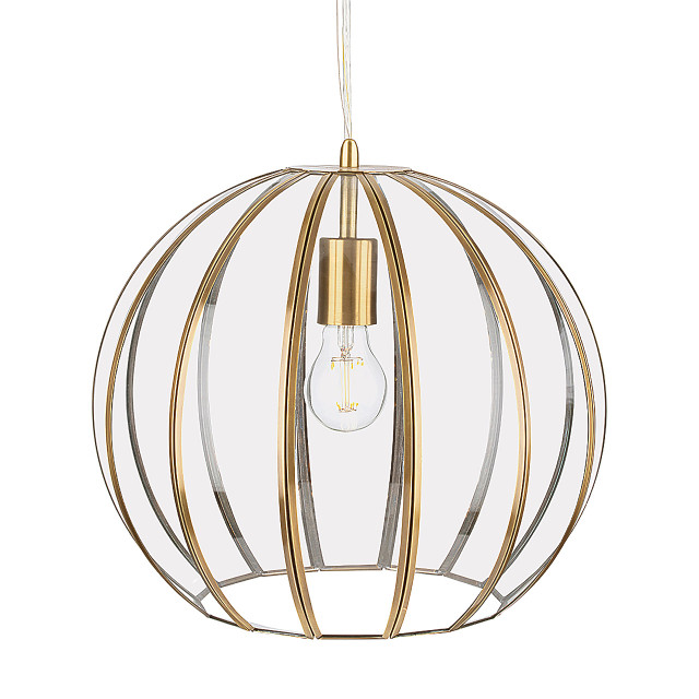 Firstlight Lincoln Contemporary Style Round-Shaped Pendant Light in Antique Brass and Clear Glass