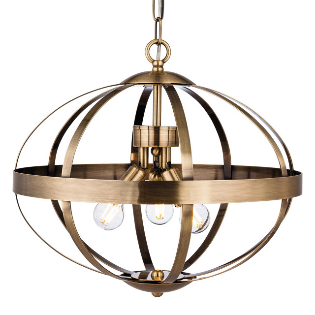 Firstlight Healey Contemporary Style 3-Light Pendant Light Antique Brass 1