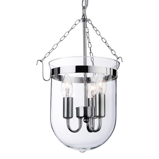 Firstlight Regal Classic Style 3-Light Pendant Light in Chrome and Clear Glass 1