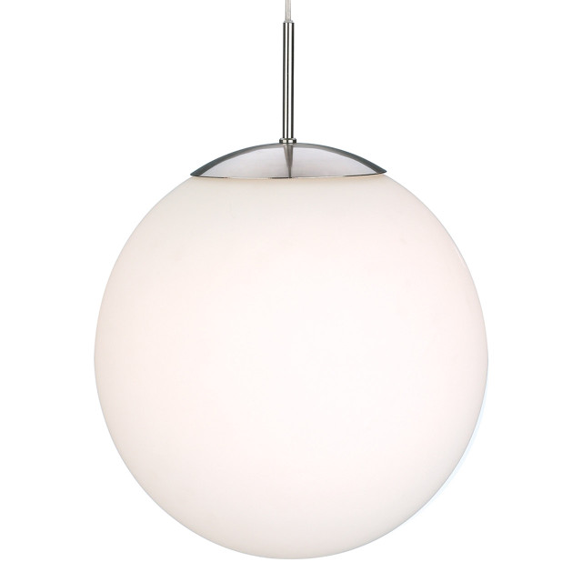 Firstlight Globe Art Deco Style 35cm Pendant Light in Chrome and Opal Glass 1