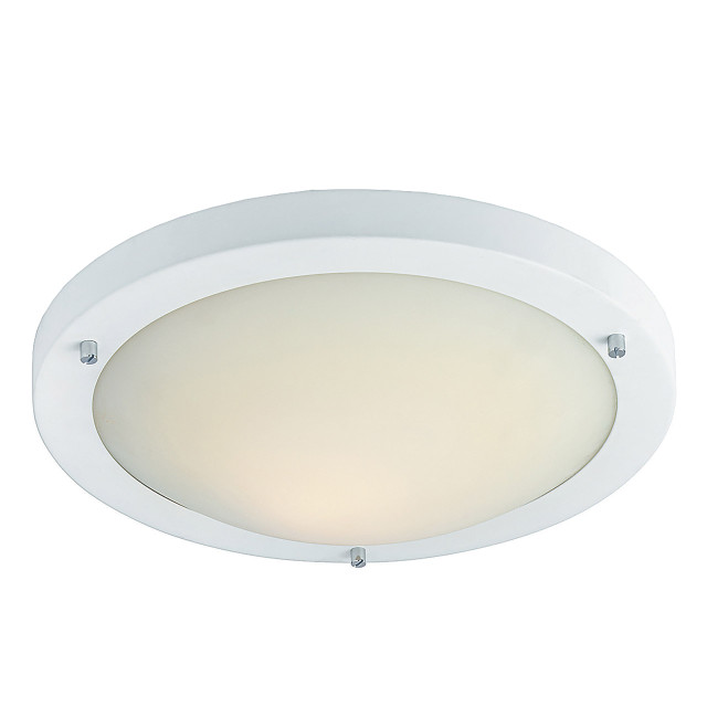 Firstlight Rondo Modern Style 31cm Flush Ceiling Light in Matt White and Opal Glass 1