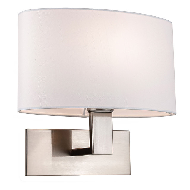 Firstlight Webster Contemporary Style Wall Light Brushed Steel and Cream Shade 1