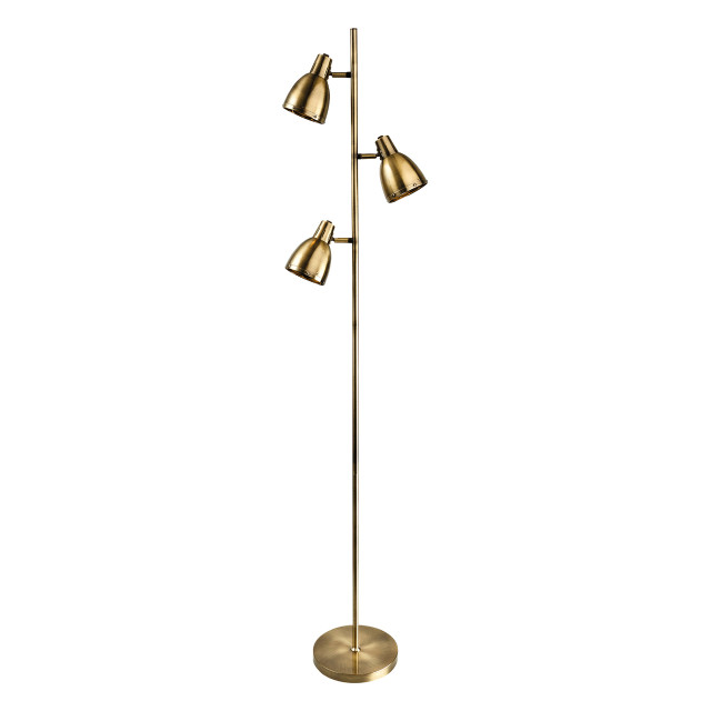 Firstlight Vogue Modern Style 3-Light Floor Lamp with On/Off Foot Switch Antique Brass 1