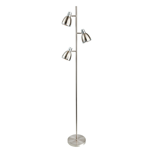 Firstlight Vogue Modern Style 3-Light Floor Lamp with On/Off Foot Switch Brushed Steel and Chrome 1