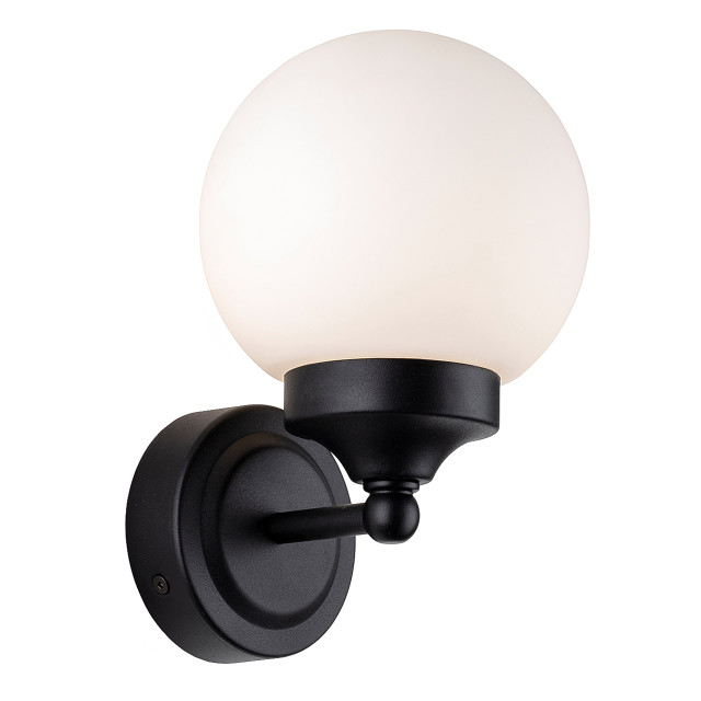 Firstlight Louis Contemporary Style Wall Light in Black and Opal Glass 1