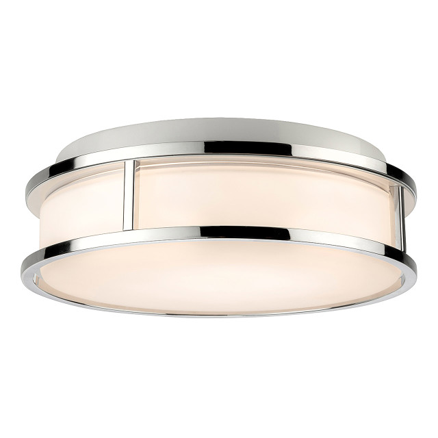 Firstlight Adelaide LED Flush Ceiling Light 12W Warm White in Chrome and Opal Glass 1