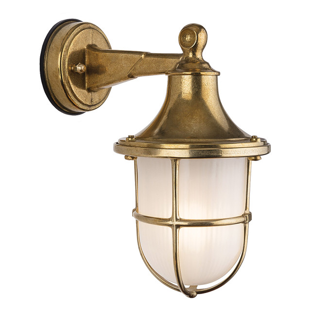 Firstlight Nautic Classic Marine Style Caged Lantern in Solid Brass and Frosted 1