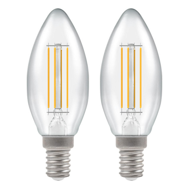 Crompton Lamps LED Candle 5W E14 Dimmable Filament (2 Pack) Warm White Clear (40W Eqv) Main Image