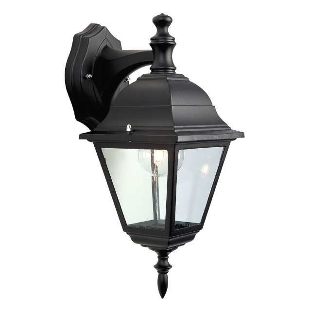 Firstlight Downlight Traditional Style 4-Panel Lantern in Black and Clear Glass 1