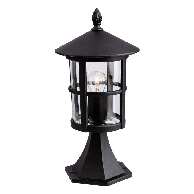 Firstlight Stratford Traditional Style Pillar Post Light in Black and Clear Glass 1