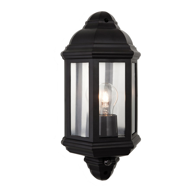 Firstlight Park Anti-Corrosion Style Half Lantern PIR Sensor in Black and Clear Glass 1