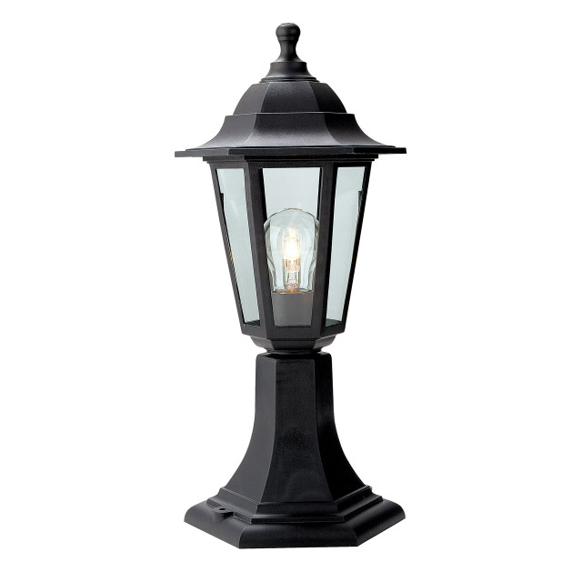 Firstlight Malmo Anti-Corrosion Style Pillar Post Light in Black and Clear Glass 1