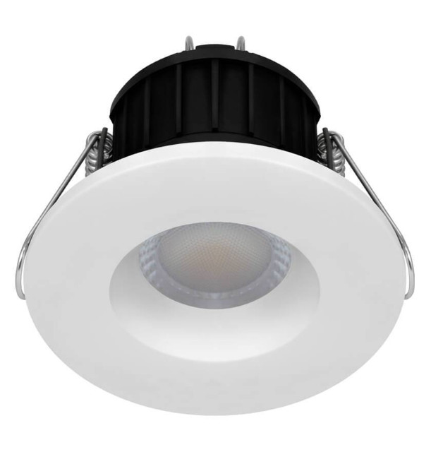 Phoebe LED Fire Rated Downlight 8.5W Dim Firesafe Tri-Colour CCT 60° White and Brushed Nickel IP65 Main Image