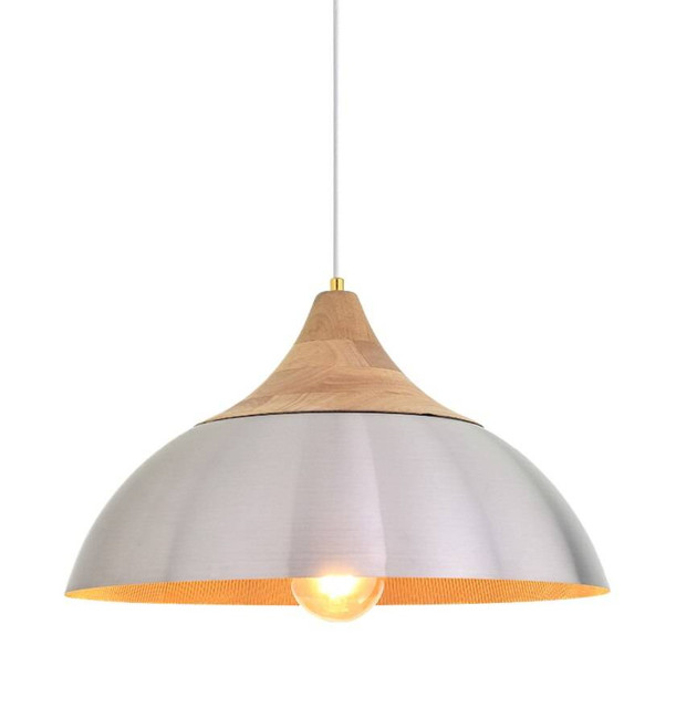 Lightbulbs Direct Pendant E27 45cm Aluminium and Wood Main Image