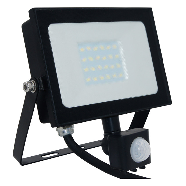 Phoebe LED Floodlight 20W Atlas-Mini PIR Sensor Cool White Black IP65 Main Image