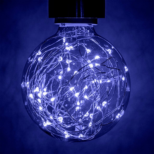 Prolite LED G95 Globe 1.7W B22 Star Effect Funky Filaments Blue Clear Polycarbonate Main Image