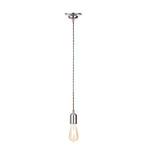 Inlight Dale E27 Pendant Cord Set Polished Nickel & Red Main Image