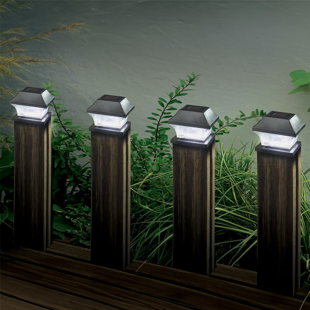 SuperBright LED Solar Post Light (4 Pack) White Black 4