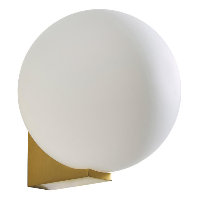 Spa Thiva Single Globe Wall Light Opal Glass and Satin Brass Main Image