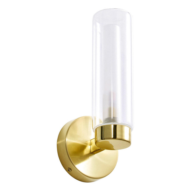 Spa Sparti Tubular Wall Light Clear Glass and Satin Brass Main Image