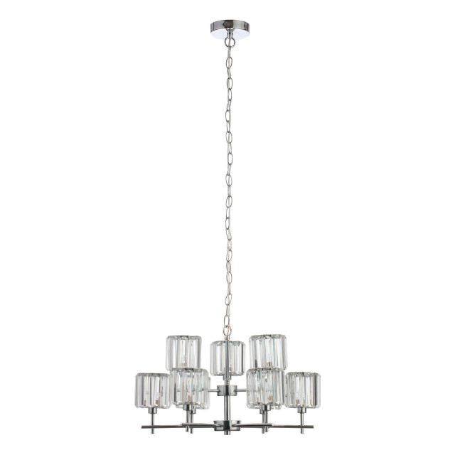 Spa Pegasi 9 Light Chandelier Crystal Glass and Chrome Main Image