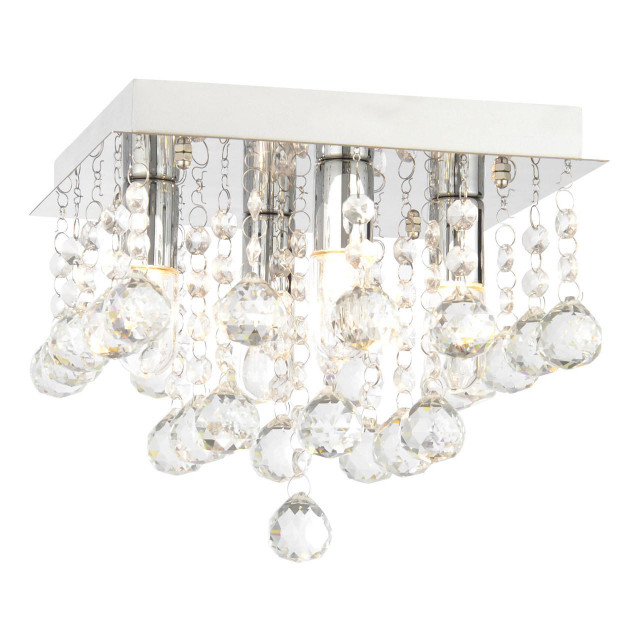 Spa Orlando 4 Light Flush Ceiling Light Crystal Glass and Chrome Main Image