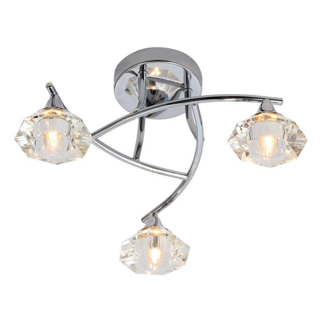 Spa Reena 3 Light Flush Ceiling Light Clear Glass and Chrome Main Image