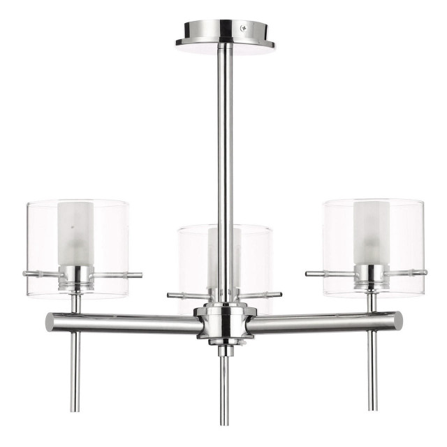 Spa Gene 3 Light Semi-Flush Ceiling Light Clear Glass and Chrome Main Image